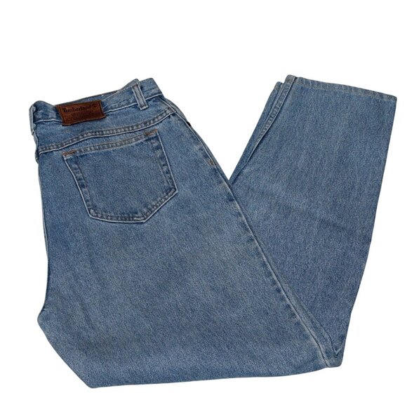 VTG Timberland Womens 14 Lt Washed Straight Leg Denim Jeans 80s Style Made USA - Picture 4 of 11
